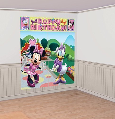 Disney Minnie Mouse Scene Setter Wall Decorations Kit - Kids Birthday and Party Supplies Decoration