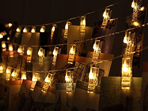 Photo Clip String Lights 30 LED Fairy String Lights with 30 Clear Clips, 3AA Battery Operated Indoor Fairy String Lights for Hanging Pictures, Bedroom Wall Party Decor, Warm White - 10.5 Feet Photo Clip String Lights 30 LED Fairy String Lights with 30 Clear Clips, 3AA Battery Operated Indoor Fairy String Lights for Hanging Pictures, Bedroom Wall Party Decor, Warm White - 10.5 Feet