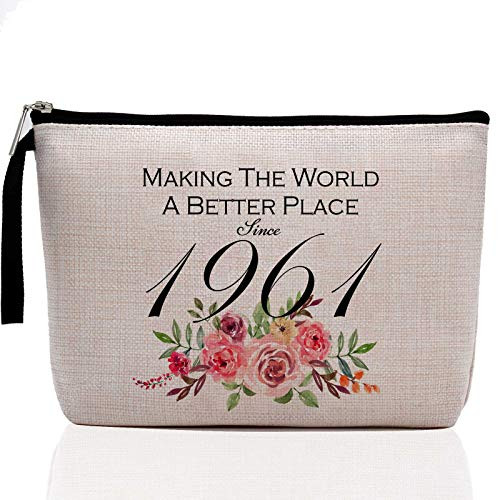 60th Birthday Gifts for Women-Making The World A Better Place Since 1961, 40 Years Old Makeup Bag for Her, Friend, Mom, Sister, Wife, Aunt, Coworker Boss 60th Birthday Gifts for Women-Making The World A Better Place Since 1961, 40 Years Old Makeup Bag for Her, Friend, Mom, Sister, Wife, Aunt, Coworker Boss