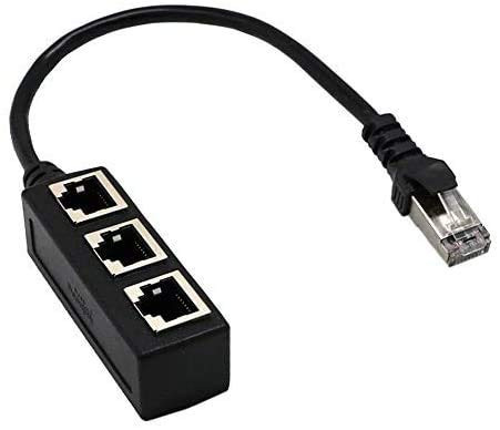 RJ45 Ethernet Splitter Cable,RJ45 Network Splitter Adapter Cable,RJ45 1 Male to 3 Female Socket Port Ethernet LAN Network Connector Y Splitter for Cat5,Cat5e,Cat6,Cat7 -Does Not Split Internet-
