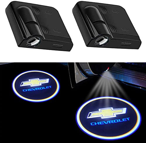 2Pcs Car Door Lights Logo Projector fit Chevrolet ,Wireless Car Door Paste Projector for Chevy Lights Led Logo Projector Lights Shadow Ghost Light Welcome Courtesy Lights