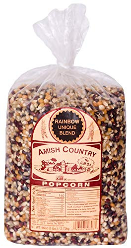 Amish Country Popcorn | 6 lb Bag | Rainbow Popcorn Kernels | Old Fashioned with Recipe Guide -Rainbow - 6 lb Bag-