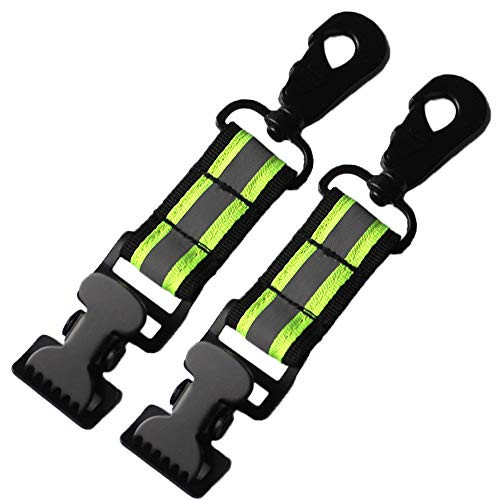 MELOTOUGH Firefighter Glove Strap | Glove Holder with Glove Leash Swivel Snap Hook,Reflective Hi-Vis Lime for Quick Access All Style Find in Melo Tough -2 Set Alligator clip-Lime color-