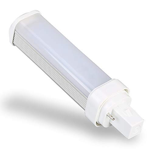 2pcs G24d 2P 7W 5.7" Plug LED Bulb Replacement E-Simpo Rotatable PL Horizontal Recessed Ceiling Downlight 600-800lm CFL 2U PL-C 13W Equivalent -Need Throw Ballast- -G24D Base 2-Pin 21mm, Warm White-