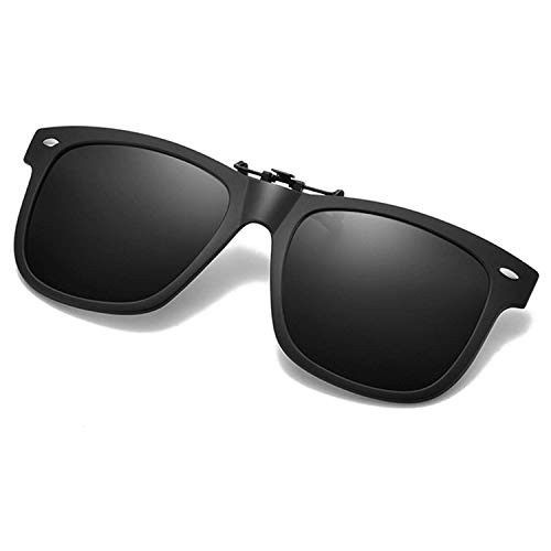 Clip-on Sunglasses Polarized for Men Women Anti Glare UV Protection Sunglasses Over Prescription Glasses -Black Lens-