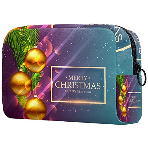 Makeup Cosmetic Bag Coin Purse Travel Cosmetic Pouch Toiletry Bag shiny golden christmas balls with leafs Makeup Cosmetic Bag Coin Purse Travel Cosmetic Pouch Toiletry Bag shiny golden christmas balls with leafs