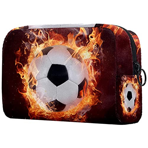Travel Portable Cosmetic Bags For Women Men, Pretty Storage Bag Cosmetic Pouch With Zipper, Toiletry Bag Makeup Organizer Soccer Football Fire Travel Portable Cosmetic Bags For Women Men, Pretty Storage Bag Cosmetic Pouch With Zipper, Toiletry Bag Makeup Organizer Soccer Football Fire