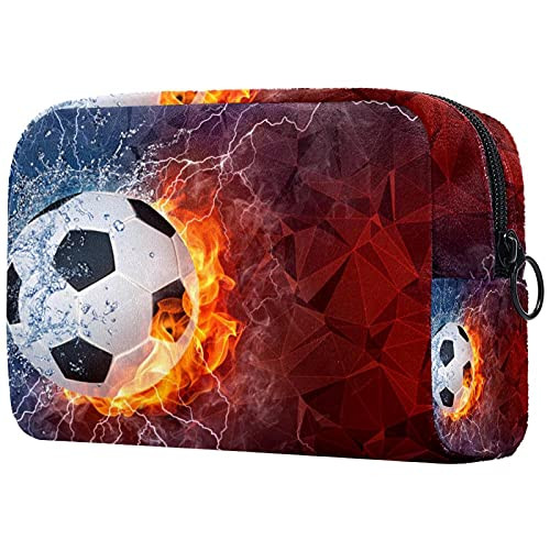 Makeup Cosmetic Bag Coin Purse Travel Cosmetic Pouch Toiletry Bag abstract soccer ball with fire Makeup Cosmetic Bag Coin Purse Travel Cosmetic Pouch Toiletry Bag abstract soccer ball with fire