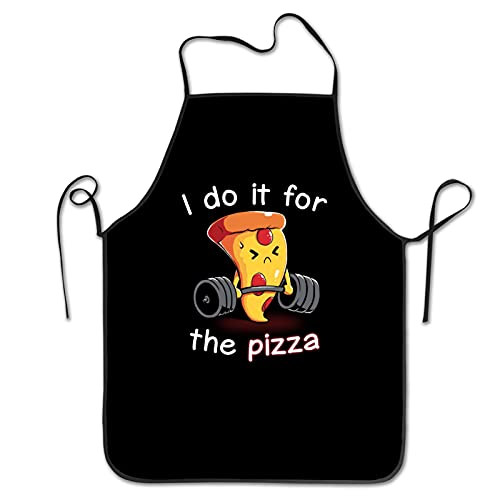 I Do It For The Pizza Bib Apron,Adjustable Neck for Men Women,Kitchen Cooking Waitress Chef Bistro Baking BBQ Funny Apron