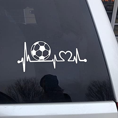 Soccer Ball Heartbeat Decal Vinyl Car Sticker Fotball Lover Bumper Sticker for Windows Cars Trucks Laptops Wall Decal