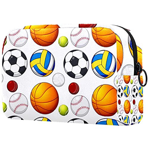 Travel Portable Cosmetic Bags For Women Men, Pretty Storage Bag Cosmetic Pouch With Zipper, Toiletry Bag Makeup Organizer Sport Ball Pattern
