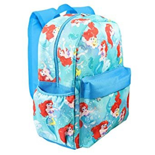 Disney Princess Ariel Mermaid Allover Print 16" Girls Large Backpack Disney Princess Ariel Mermaid Allover Print 16" Girls Large Backpack