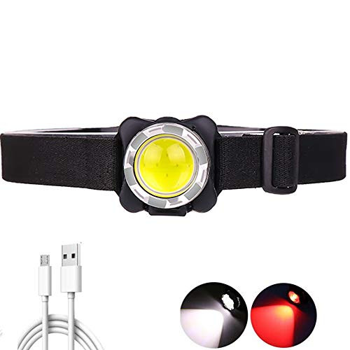BESTSUN USB Rechargeable COB Headlamp, 3000 Lumen LED Headlamp with Red Light Waterproof Head Torch 3 Modes Headlight with Built-in battery for Camping Hunting Car Repairing