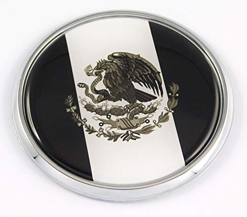 Mexico Mexican Black Flag 2.75" Car Chrome Round Emblem Decal 3D Badge