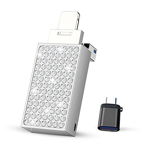 New Surface Diamond 128GB USB Flash Drive 3.0 Photo Stick Compatible with iPhone/iOS/Android/PC Mobile USB Memory Stick External Storage Devices Protected by Password/Touch ID and Face ID