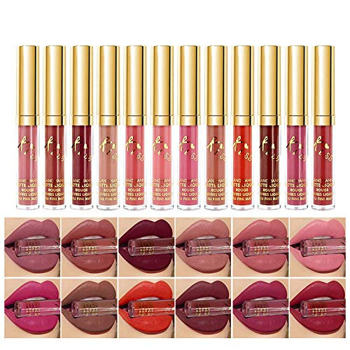Matte Liquid Lipstick set Waterproof Long Lasting Non-Stick Cup Liquid Lipgloss Velvety Liquid Lipstick Kiss-proof Durable Nude Lip Gloss -12pcs Lipstick- Matte Liquid Lipstick set Waterproof Long Lasting Non-Stick Cup Liquid Lipgloss Velvety Liquid Lipstick Kiss-proof Durable Nude Lip Gloss -12pcs Lipstick-