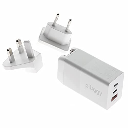 Pluggy: 65W USB C Wall Fast Charger Adapter, 3-Port PD3.0 QC Power Wall Charging Block. Compact Foldable Travel Charger Compatible with MacBook, USB C Laptops, iPad Pro, iPhone and More [GaN Tech-