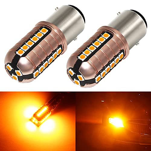 Phinlion 1157 2057 2357 LED Amber Turn Signal Light Bulbs Super Bright 3030 27-SMD 1034 LED Bulb for Turn Signal Blinker Lights, Amber Yellow