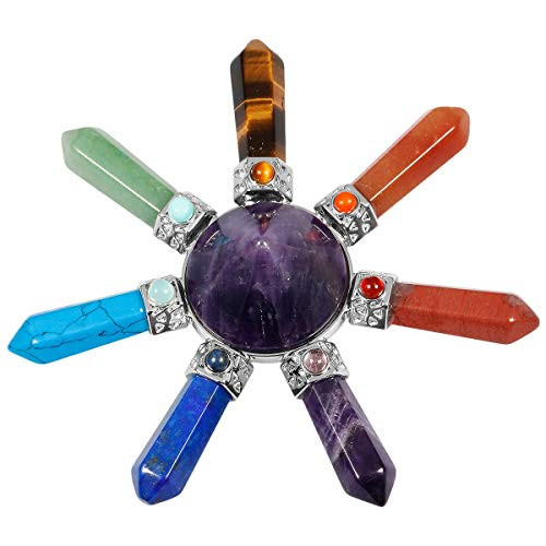 Rockcloud Cone and 7 Chakra Points Energy Generator,Reiki Healing Crystal Stone,Amethyst Rockcloud Cone and 7 Chakra Points Energy Generator,Reiki Healing Crystal Stone,Amethyst