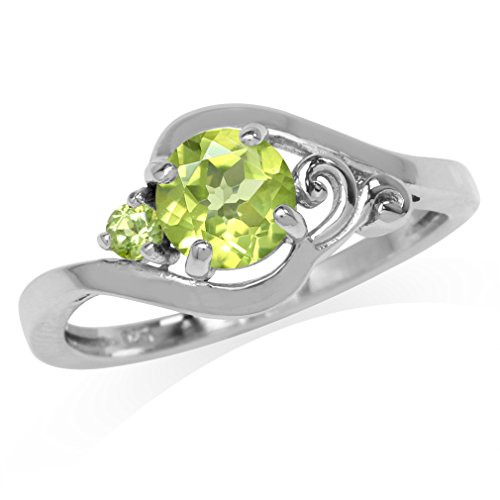 Silvershake Natural Peridot White Gold Plated 925 Sterling Silver Engagement Ring Size 7 Silvershake Natural Peridot White Gold Plated 925 Sterling Silver Engagement Ring Size 7