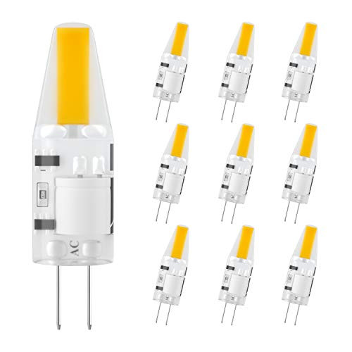 DiCUNO G4 LED Light Bulb 2W, AC/DC 12V T3 20W Halogen Bulb Equivalent, 200LM Warm White 3000K Non-dimmable G4 COB Bi-pin Base Bulb, for Landscape Chandelier RV -10-Pack-