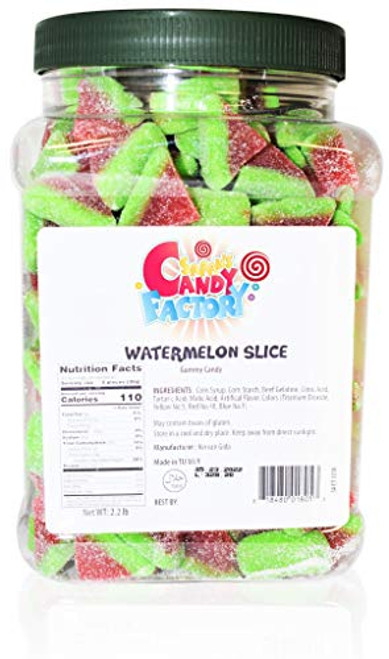 Sarah's Candy Factory Watermelon Slice Gummy Candy in Jar, 2.2 Lbs