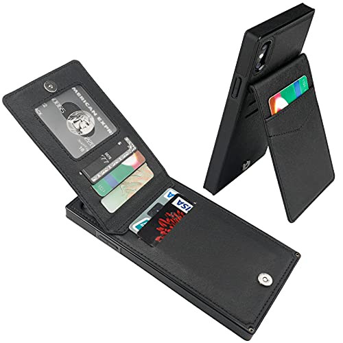 Vaburs for iPhone Xs Max Wallet Case with Credit Card Holder, Kickstand Premium PU Leather Magnetic Closure Shockproof Card Case for iPhone Xs Max-6.5", Black-