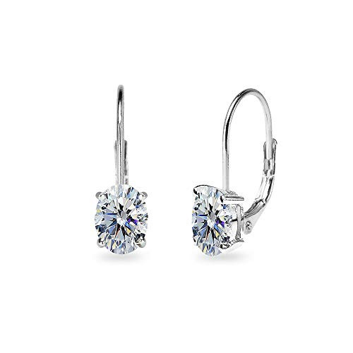 Sterling Silver Clear 6x4mm Oval-Cut Solitaire Tiny Huggie Leverback Earrings Made with Swarovski Crystals Sterling Silver Clear 6x4mm Oval-Cut Solitaire Tiny Huggie Leverback Earrings Made with Swarovski Crystals