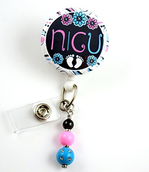 NICU Badge Reel Mylar - Nurse Badge Reel - Retractable ID Badge Holder - Nurse Badge - Badge Clip - Badge Reels - Pediatric - RN - Name Badge Holder