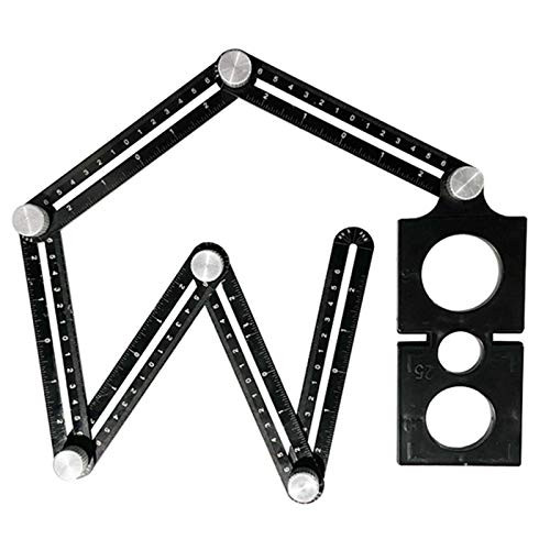 Lomgee Multi Angle Measuring Ruler, Angle Template Tool, Six-sided Aluminum Alloy Tile Measuring Tools for Carpentry, Woodworking Carpenter Folding Ruler