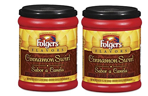 Fresh Taste of Folgers Coffee, Cinnamon Swirl (Sabor a Canela) Flavored Ground Coffee, Delicious and Smooth Flavor, 11.5 Oz Canister - (2 pk)