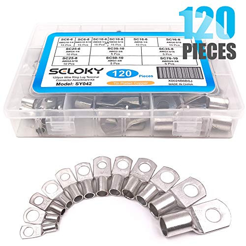 Seloky 120pcs Wire terminals Connector Cable lugs Battery SC Terminals Glimpse of Mouth,Bolt Hole Tinned Copper Terminals Set Seloky 120pcs Wire terminals Connector Cable lugs Battery SC Terminals Glimpse of Mouth,Bolt Hole Tinned Copper Terminals Set