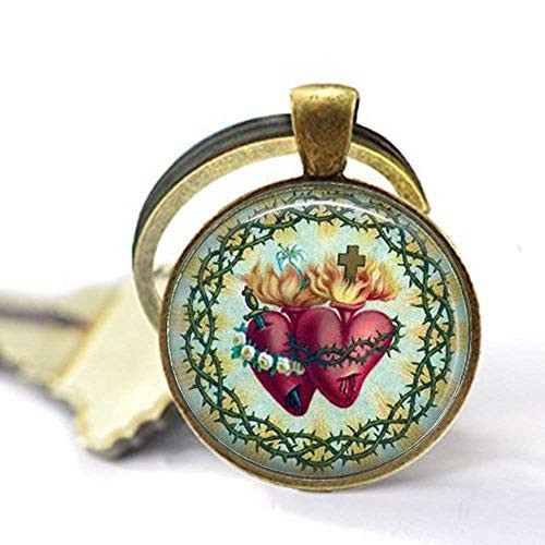 Sacred Heart  and  Barbed Wire Pendant,Flaming Heart,Jesus Christ  Christian Necklace,Gift Keychain Sacred Heart  and  Barbed Wire Pendant,Flaming Heart,Jesus Christ  Christian Necklace,Gift Keychain