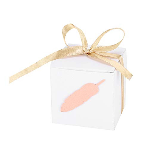 Favor Box Gift Boxes 50pcs White Favor Boxes Bonbon Package Kraft Paper Gift Bags with Ribbon 50 Sets Exquisitely Designed Firm and Stable Adding Atmosphere to Halloween Wedding Party-1-