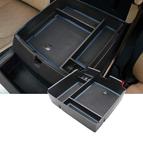 SKTU Compatible with 2022 Kia Carnival KA4 MPV Car Center Console Organizer Insert ABS Black Materials Tray Armrest Box Glove Secondary Storage Box with Coin and USB Hole -Blue-