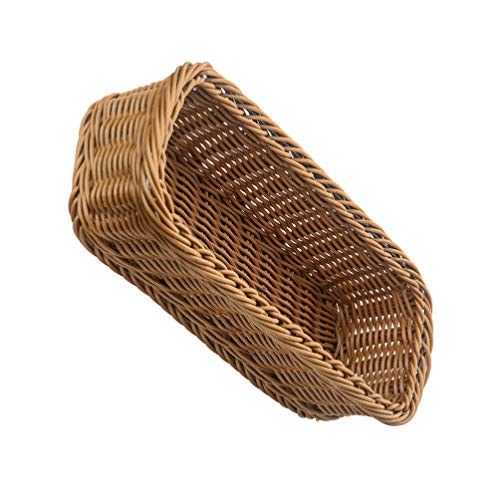 DOITOOL Rattan Fruit Baskets Flatware Display Baskets Wicker Food Serving Tray Woven Bread Baskets Weaving Cutlery Organizer for Snack Silverware