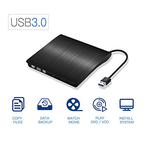 Xglysmyc USB 3.0 External CD/DVD Drive,Ultra-Thin Touch Portable High-Speed Data Transfer CD/DVD-RW Burner Player for Desktop Laptop Ultrabook Support Windows XP/7/8/10/Vista,Mac OS-Black