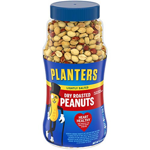 PLANTERS Lightly Salted Dry Roasted Peanuts, 16 oz. Resealable Jars -Pack of 2- - Peanut Snack - Great Movie Snack, Active Lifestyle Snack and Party Size Snack - Kosher Peanuts