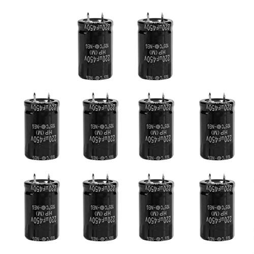 Electrolytic Capacitor, 10Pcs 450V 220uF Radial Electrolytic Capacitor Set Electronic Component Kit 25x40mm with Stable Performance