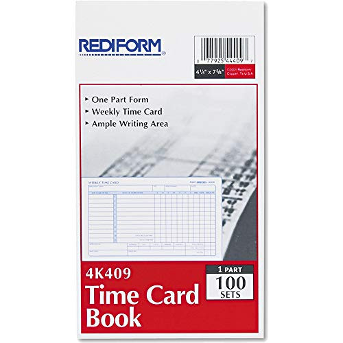 Rediform 4K409 Weekly Time Card - 1 Part - 4.25" x 7" Sheet Size - Manila - 100 / Pad