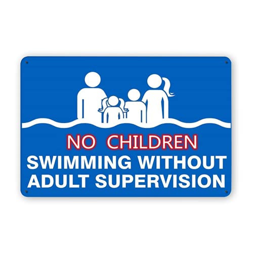 DZGlobal Adult Supervision Required Sign - Swim at Your Own Risk Sign, Indoor and Outdoor,Backyard Garage Man Cave Shed Office Craft Room Living Room