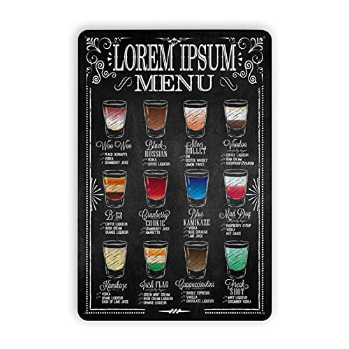 Harooni Shots Menu Sign 12"x 8" Drink Menu Sign for Bar Decor and Accessories for Tequila Poster Wall Man Cave, Beer Signs Backyard Garage Man Cave Shed Office Craft Room Living Room Backyard Signs