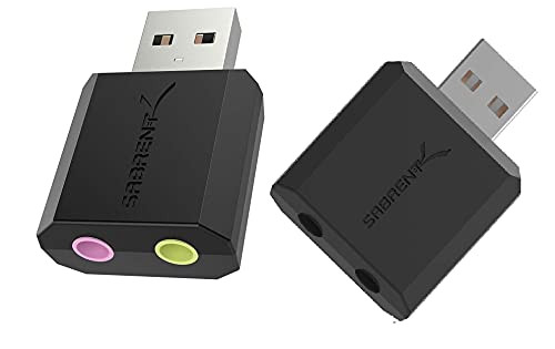 Sabrent USB External Stereo Sound Adapter for Windows and Mac. plus USB to 2 x 3.5mm Stereo Jack Splitter Adapter for Speaker and Headphone