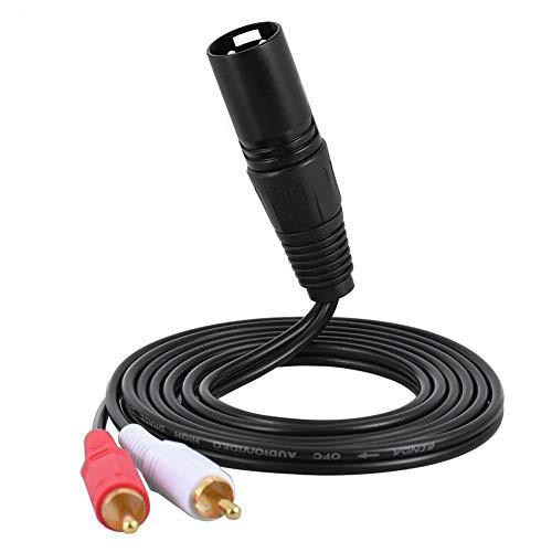 Gimax BIFI-1.5m/ 5ft Stereo Audio Splitter Patch Y Cable Cord 1 XLR Male to 2 RCA Male Plug - -Color: Black-