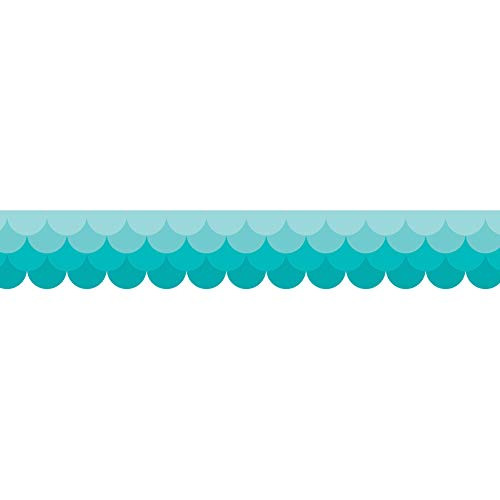 Creative Teaching Press CTP0182BN Painted Palette Ombre Turquoise Scallops Border, 35' Per Pack, 6 Packs
