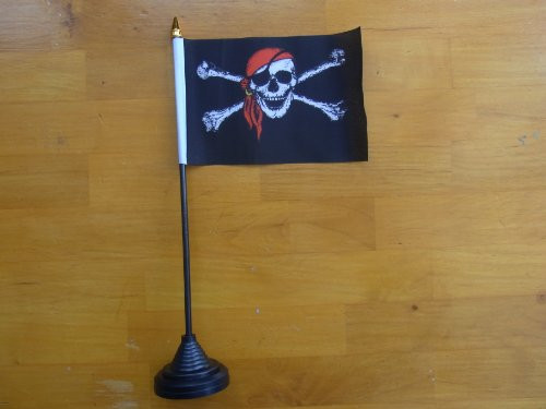 Pirate Skull and Crossbone with Red Bandana Table Desk Flag