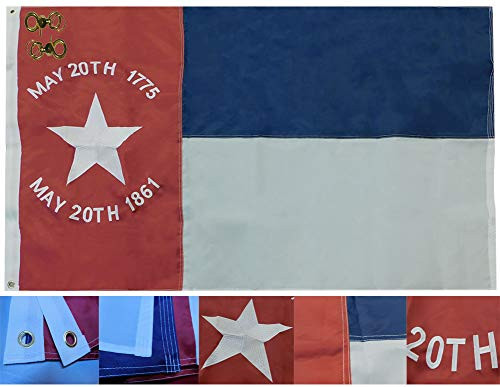 Trade Winds NC North Carolina Republic 3x5 3'x5' Rough Tex 100 percent Dura-Last Nylon 210D Embroidered Flag Banner with 2 Clips Trade Winds NC North Carolina Republic 3x5 3'x5' Rough Tex 100 percent Dura-Last Nylon 210D Embroidered Flag Banner with 2 Clips
