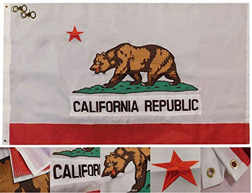 Trade Winds State of California 3x5 3'x5' Rough Tex 100 percent Dura-Last Nylon 210D Embroidered Flag Banner with 2 Clips Trade Winds State of California 3x5 3'x5' Rough Tex 100 percent Dura-Last Nylon 210D Embroidered Flag Banner with 2 Clips