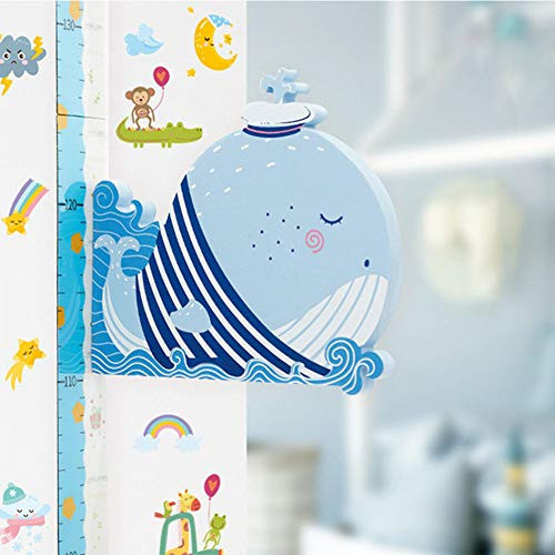 Horolas Baby Growth Height Chart Wall Sticker for Kids, Magnetic 3D Removable Giraffe Height Measurement Ruler Children Room Wall Decals -Whale-