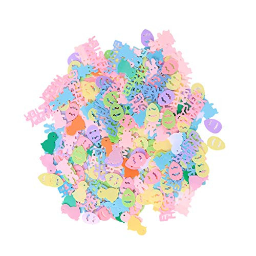 Amosfun 6 Bags Easter Confetti Colorful Table Confetti Bunny Chick and Eggs Shape Confetti for Easter Party Decorations DIY Craft-Mixed-